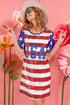 BiBi American Flag Theme Usa Print Sequin Dress - Fashorio