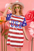BiBi American Flag Theme Usa Print Sequin Dress - Fashorio