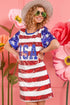 BiBi American Flag Theme Usa Print Sequin Dress - Fashorio