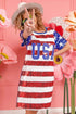 BiBi American Flag Theme Usa Print Sequin Dress - Fashorio