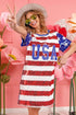 BiBi American Flag Theme Usa Print Sequin Dress - Fashorio