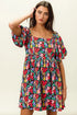 BiBi Floral Print Puff Square Neck Dress - Fashorio