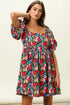 BiBi Floral Print Puff Square Neck Dress - Fashorio