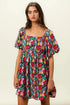 BiBi Floral Print Puff Square Neck Dress - Fashorio