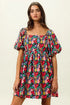 BiBi Floral Print Puff Square Neck Dress - Fashorio