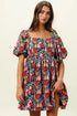 BiBi Floral Print Puff Square Neck Dress - Fashorio