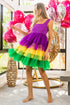 BiBi Mardi Gras Color Block Layered Mesh Tiered Dress - Fashorio