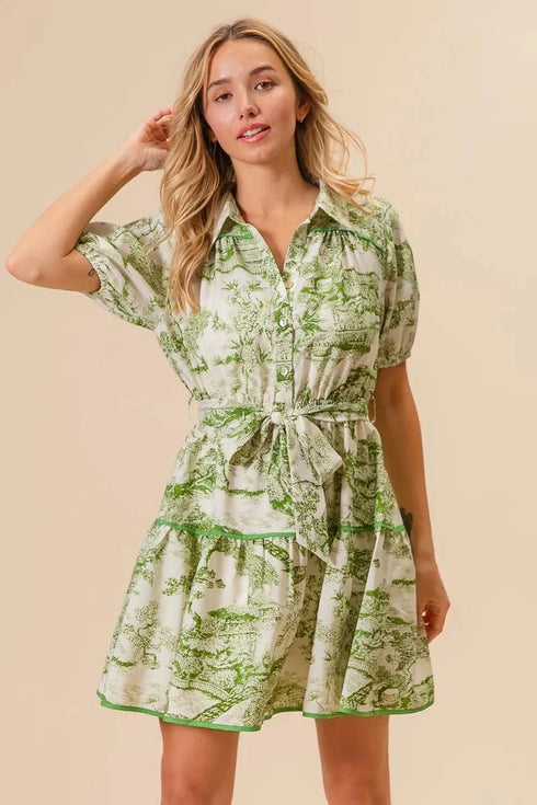 BiBi Woven Printed Tiered Dress - Fashorio