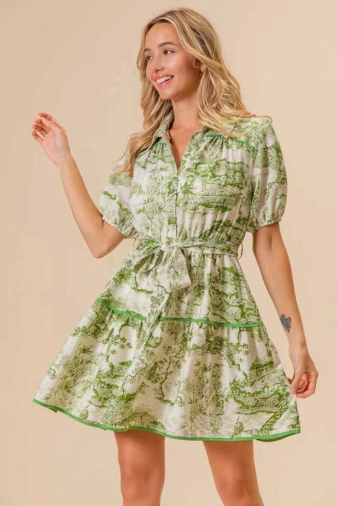 BiBi Woven Printed Tiered Dress - Fashorio