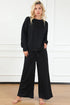 Double Take Full Size Textured Long Sleeve Top and Drawstring Pants Set Black - Fashorio