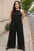 Double Take Full Size Tie Back Cutout Sleeveless Jumpsuit Black - Fashorio