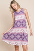 BOMBOM Bohemian Print Sleeveless Dress - Fashorio
