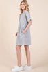 BOMBOM Casual Contrast Trim Henley Dress - Fashorio