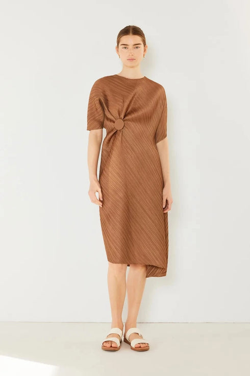 Marina West Swim Pleated Dolman Sleeve Dress Brown Khaki - Fashorio