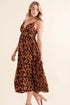 And The Why Leopard Print Plunge Maxi Dress Brown - Fashorio