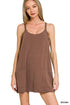 Zenana Cami Mini Dress with Built-in Romper Liner BROWN - Fashorio