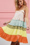 BiBi Color Blocked Tiered Dress CREAM MINT BAN ORAN - Fashorio