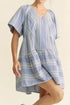 Davi & Dani Embroidered Stripe Ruffled Gingham Mini Dress - Fashorio