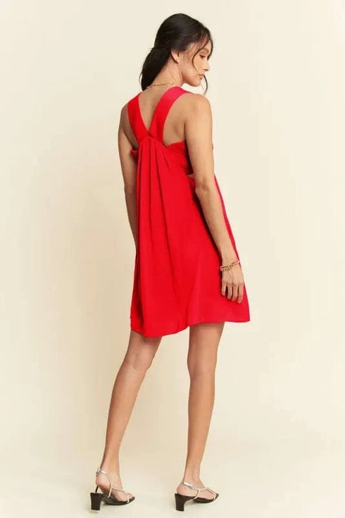 Davi & Dani Washed Satin Cutout Skirt Bandeau Mini Dress - Fashorio