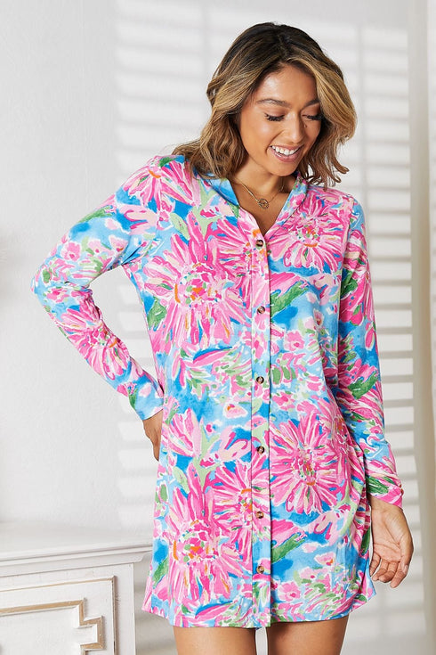 Double Take Floral Open Front Long Sleeve Cardigan - Fashorio