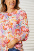 Double Take Floral Print Long Puff Sleeve Blouse - Fashorio