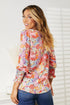 Double Take Floral Print Long Puff Sleeve Blouse - Fashorio