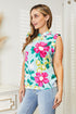 Double Take Floral Print Ruffle Shoulder Blouse - Fashorio