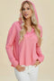Double Take Full Size High-Low Dropped Shoulder Long Sleeve Hoodie - Fashorio