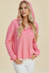 Double Take Full Size High-Low Dropped Shoulder Long Sleeve Hoodie - Fashorio