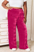 Double Take Full Size High Waist Tiered Shirring Velvet Wide Leg Pants - Fashorio