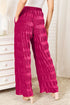 Double Take Full Size High Waist Tiered Shirring Velvet Wide Leg Pants - Fashorio