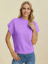 Double Take Full Size Mock Neck Short Sleeve Sweater - Fashorio