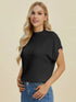 Double Take Full Size Mock Neck Short Sleeve Sweater - Fashorio
