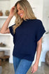 Double Take Full Size Mock Neck Short Sleeve Sweater - Fashorio