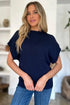 Double Take Full Size Mock Neck Short Sleeve Sweater - Fashorio