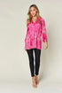 Double Take Full Size Printed Button Up Long Sleeve Shirt - Fashorio