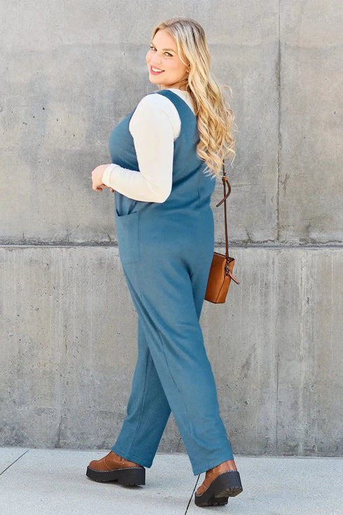 Double Take Full Size Sleeveless Straight Jumpsuit - Fashorio