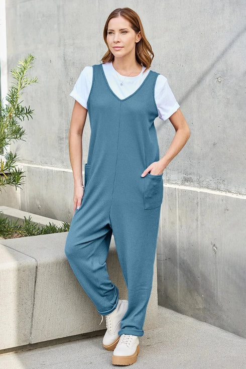 Double Take Full Size Sleeveless Straight Jumpsuit - Fashorio