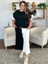 Double Take Full Size Texture Contrast T-Shirt and Wide Leg Pants Set - Fashorio