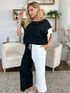Double Take Full Size Texture Contrast T-Shirt and Wide Leg Pants Set - Fashorio