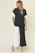 Double Take Full Size Texture Contrast T-Shirt and Wide Leg Pants Set - Fashorio