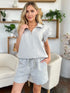 Double Take Full Size Texture Flounce Sleeve Top and Drawstring Shorts Set - Fashorio