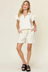 Double Take Full Size Texture Flounce Sleeve Top and Drawstring Shorts Set - Fashorio