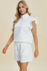 Double Take Full Size Texture Flounce Sleeve Top and Shorts Set - Fashorio