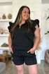 Double Take Full Size Texture Flounce Sleeve Top and Shorts Set - Fashorio