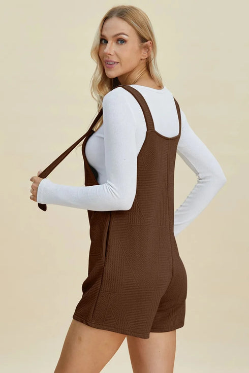 Double Take Full Size Texture Sleeveless Romper - Fashorio