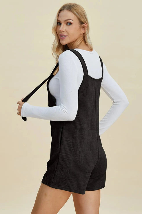 Double Take Full Size Texture Sleeveless Romper - Fashorio