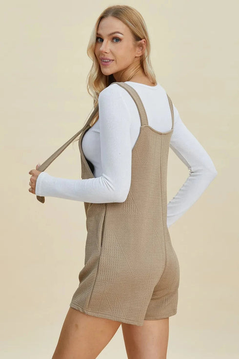Double Take Full Size Texture Sleeveless Romper - Fashorio
