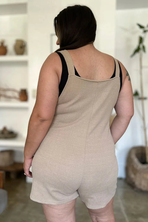 Double Take Full Size Texture Sleeveless Romper - Fashorio