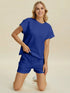 Double Take Full Size Texture T-Shirt and Shorts Set - Fashorio